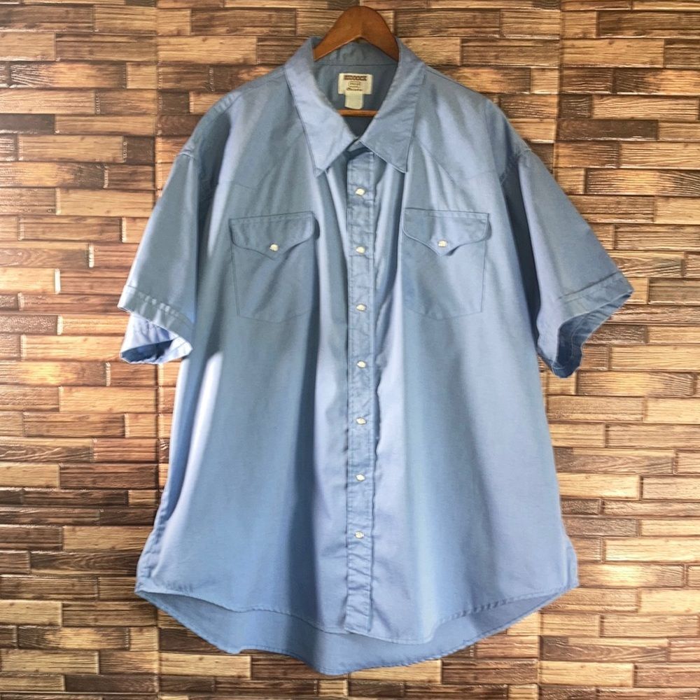 Mens Vintage Western Ruddock Pearl Snap Blue Button Down Size 30(3XL)